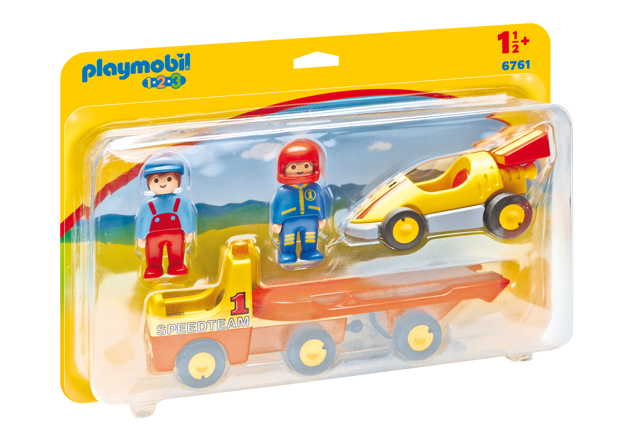 Playmobil 1.2.3 Coche de Carreras con Transporte